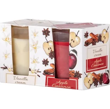 Svíčka Emocio Sklo 52x65 mm 2 ks v krabičce Vanilla & Apple Cinnamon, vonná svíčka 2x45 gram 270 gram