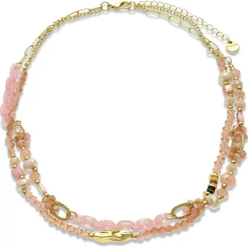 Náhrdelník Yvon Dvouřadý náhrdelník v růžovém tónu s jemným zdobením