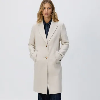 Reserved - Kabát ze směsi vlny - krémová - TS858-01M - TS858-01M-S