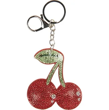 Přívěšek na klíče s kamínky červené třešně - 7*2*13 cm