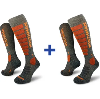 Pánské ponožky Northman Ski compress merino 21 2-pack Velikost: 42-47 Tmavě šedé Lyžařské Kompresní Merino Ponožky (Sada)