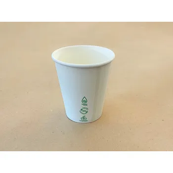 Jednorázové nádobí Papírový kelímek PLASTIC FREE bílý 200 ml (8 oz)