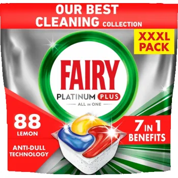 Přípravek do myčky Tablety do myčky nádobí Fairy Platinum Plus All in One, 88 ks.