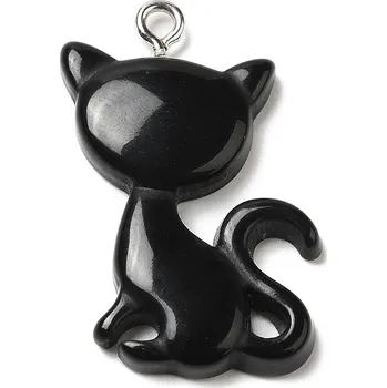 Přívěsek Přívěsek, z pryskyřice, ČERNÁ KOČKA, 2,1x3 cm/ 1 ks