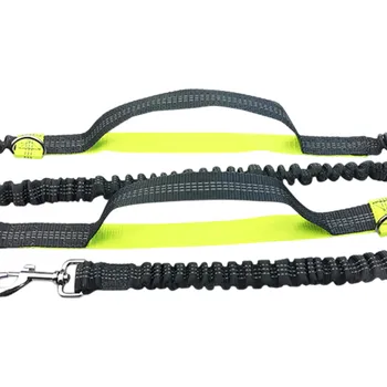 Obojek pro psa Pružné vodítko pro psy na běhání kolem pasu Hands Free Reflexní vodítko s nastavitelným pásem a amortizérem Pohodlné vedení při sportu zelená