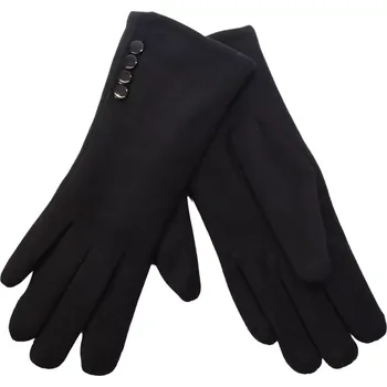 Čepice Elegantní černé rukavice s ozdobnými knoflíky velikost M