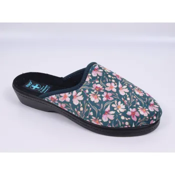 Dámské pantofle Dámské pantofle ADANEX bio 29850 zelené s květy, uzavřená špička velikost: 39