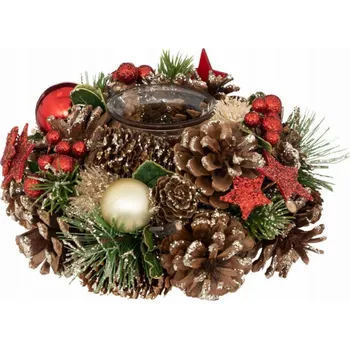 Svícen Atmosphera Svícen s kužely a ozdobami, 19 cm