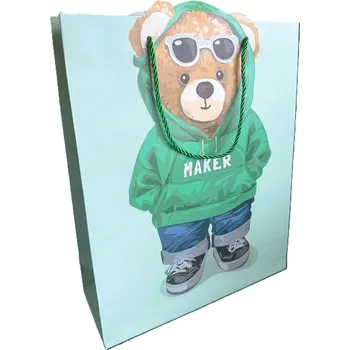 Dárková taška Neadewen Gift Dárková taška Medvídek M (25,5×10×31,5 cm) - dvě varianty Barva: Zelená