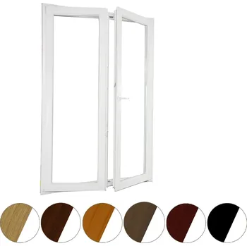 Okno ALUPLAST Plastové dvoukřídlé balkonové dveře dekor/bílé 140x220 Otvírání: Pravé, Zasklení: Trojsklo Ug= 0,7