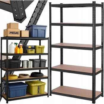 Dílenský regál Kovový skladový regál černý 180x90x40 cm, nosnost 875 kg