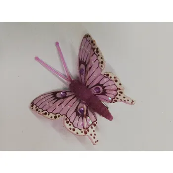 Závěsná dekorace na klip motýl 5cm - fialový s kamínky