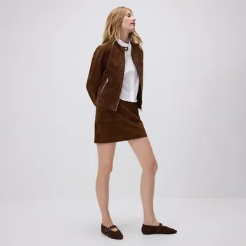 Dámská sukně Reserved - Semišová mini sukně - hnědá - 696EH-88X - 696EH-88X-L