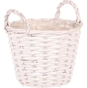 Nákupní košík Autronic Košík proutěný - obal na květiny, kulatý, bílý, sada 4 ks