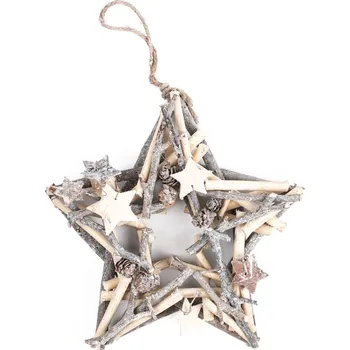 Vánoční dekorace Vánoční dřevěná hvězda Whitewood, 25 cm , bílá