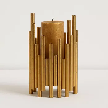 Svícen kovový svícen ve zlaté barvě, výška 18 cm BePureHome