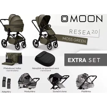 Kočárek MOON kombinovaný kočárek Resea 2.0 Extra set Moss Green