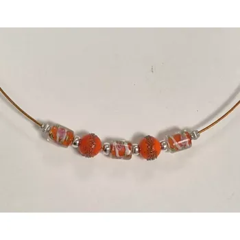 Náhrdelník Náhrdelník na lanku s vinutkami - oranžová (do vyprodání zásob)