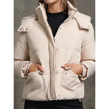 Dámský kabát Sinsay - Rozepínací bunda s kapucí - béžová - 615FH-02X - 615FH-02X-S