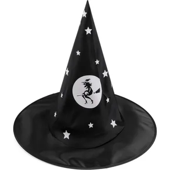 Karnevalový kostým Karnevalový klobouk čarodějnický - pavučina, lebka, netopýr, dýně, čarodějnice - černá čarodějnice