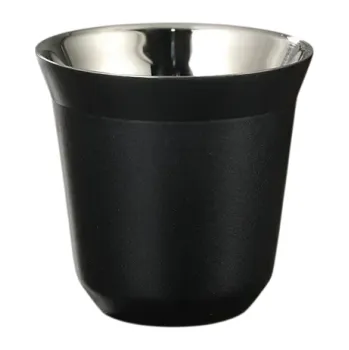 Kávovar Termoizolační hrnek 80 ml z nerezové oceli 304 Dvouvrstvý odolný šálek na espresso Káva Čaj Mini hrnek 6 x 4,2 cm Cestovní design černá