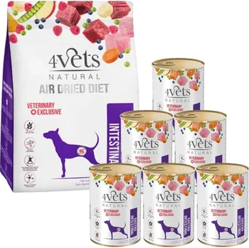 DOLINA NOTECI 4Vets Natural Gastro Intestinal sušené krmivo pro psy s poruchami trávení 1kg + mokré krmivo 6x400g