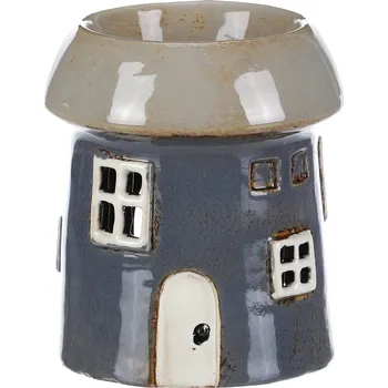 Aroma lampa Keramická aroma lampa ve tvaru domečku modrošedá