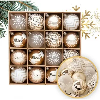 Vánoční dekorace Sada vánočních koulí 16 ks, průměr 6 cm