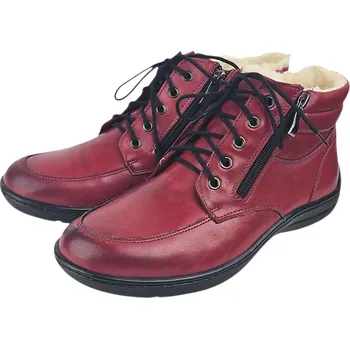 Dámská zimní obuv S 724/Z - 209 Zimní zdravotní kotníkové boty v červené barvě, dva zipy; doprodej 39