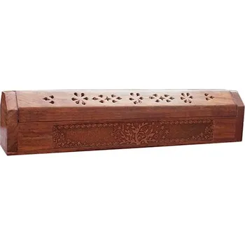 Vonná tyčinka Mani Bhadra Mani Bhadra Stojánek na vonné tyčinky Truhlička s motivem Strom života, 31 x 5,5 x 6 cm