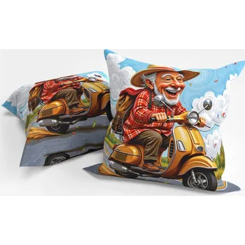 Povlak na dekorativní polštářek Povlak na polštářek Děda na motorce