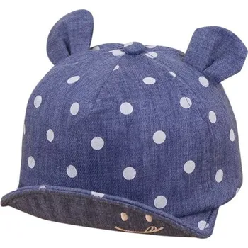 Kšiltovka Dětská puntíkatá kšiltovka s ušima tmavě modrá