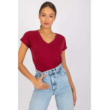 Dámské tričko BASIC FEEL GOOD Dámské tričko s výstřihem Ariel bordó Velikost: XL
