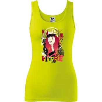 Dámské oblečení Dámské tílko s potiskem Raining fire Velikost: 2XL, Barva: Limetková