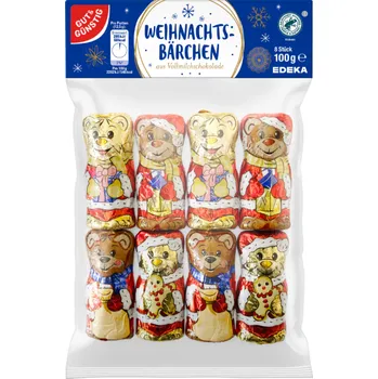 Bonbon G&G čokoládoví medvídci vánoční ozdoby 8 ks 100 g - originál z Německa