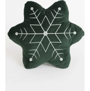 Povlak na polštářek Vánoční polštářek 30 x 30 cm - Vločka tmavě zelená