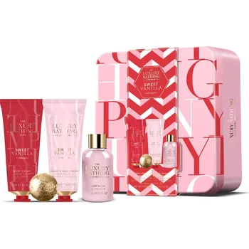 Kosmetická sada The Luxury Bathing Company Dárková sada v plechové dóze Vanilka & Mandle 4 ks + 2 měsíce na vrácení zboží