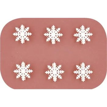 Vločka dřevěná 4 cm na kolíčku, 6 ks bílá