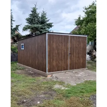Přístřešek na auto Plechová garáž 3×5 m Tmavý ořech
