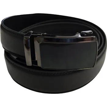 Spona na kravatu Pánský kožený opasek vzor N134 - černá barva - černá/140 cm