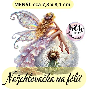 Nažehlovačky na fólii Nažehlovačka na fólii, VÍLA SEDÍCÍ NA PAMPELIŠCE, 1 kus Zvolte VELIKOST motivu ZDE:: Menší