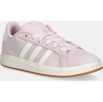 Chlapecké tenisky Dětské semišové sneakers boty adidas GRAND COURT 00s růžová barva, JP5895 30X, EUR 28
