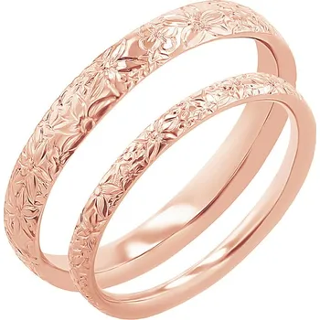 Prsten Snubní prsteny s ruční rytinou květin Willis