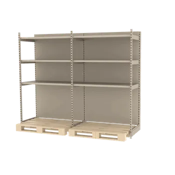 Dílenský regál Zesílený obchodní regál pro paletu MAGO H-210 cm L-253 cm G-68 cm – krémový