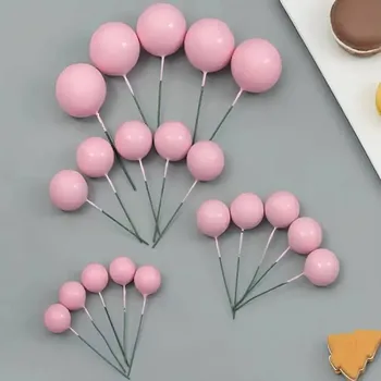 Jedlá dekorace na dort Dortisimo Zápich do dortu Koule růžové různé velikosti (20 ks) T090193