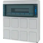 IKA-C-1/18-ST-LID rozvodnice na omítku, IP65, průhledné dveře, 1řada, 18modulů, 8x prolisy pro mont