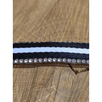 Textilní nažehlovací páska Lampas / prýmek se skleněnými kamínky šíře 15 mm nažehlovací