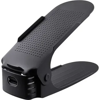 Botník 10 ks Dvojitý stojan na boty 25,5 cm Nastavitelný organizér do skříně Plastový držák obuvi pro úsporu místa Regál na boty černá