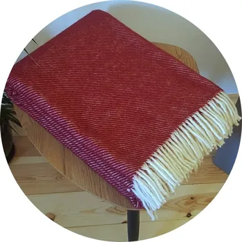 deka Vlněná deka se střapci – 100% vlna, 500 g/m2, červená 160 x 200 cm