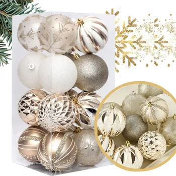 Vánoční dekorace Sada vánočních koulí zlaté 16 ks, průměr 8 cm